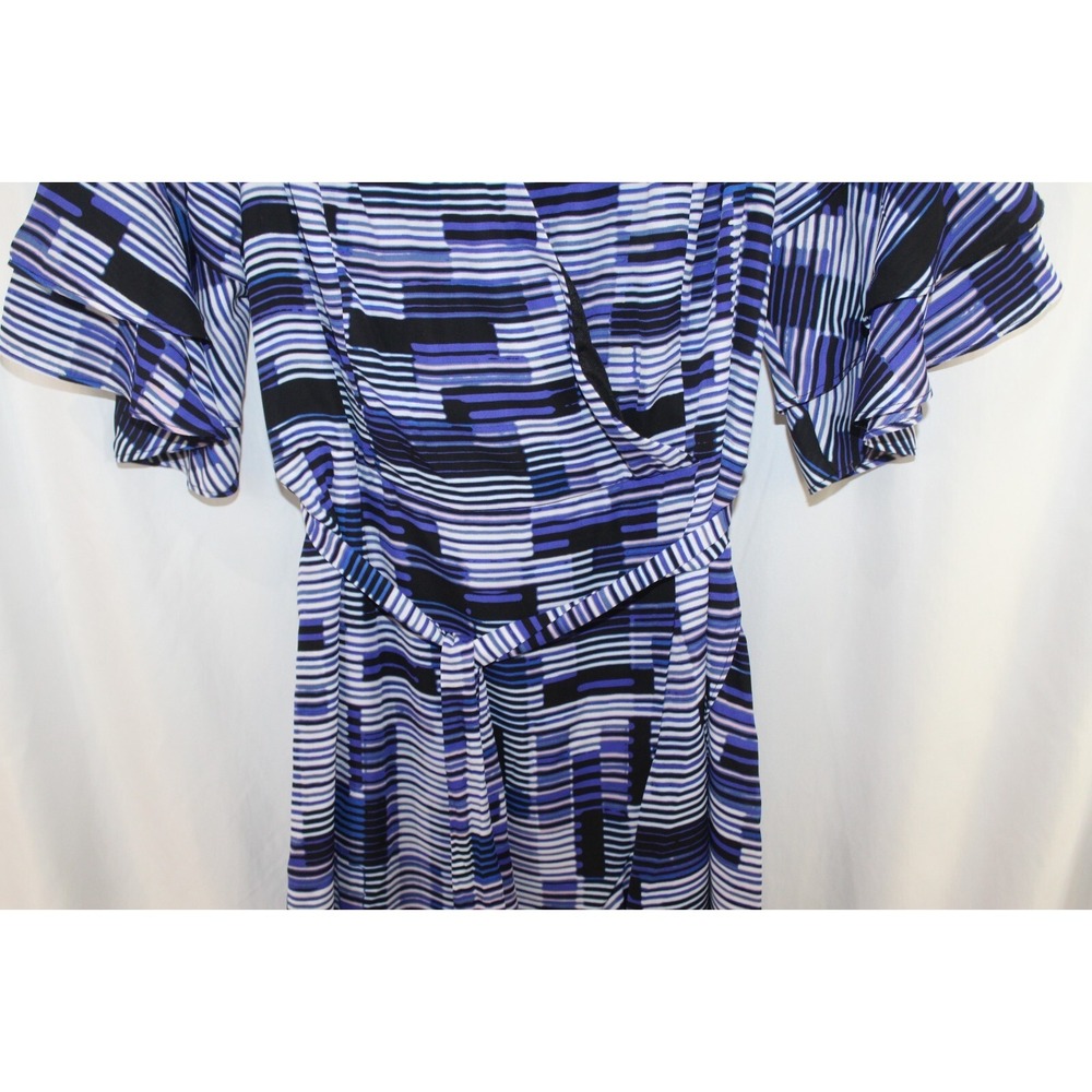 City Chic Isabella Hypnotize Print Tie Waist Faux Wrap Ruffle Dress XS/14 NWT - Picture 4 of 7